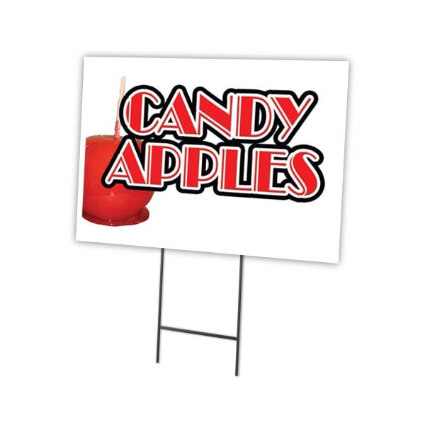 Candy Apples Yard Sign & Stake outdoor plastic coroplast window, C-1824-DS-Candy Apples